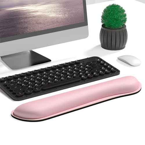 Dapesuom Enlarge Keyboard Wrist Rest, Cute Memory Foam Keyboard Wrist Cushion for Computer Desk Mats Support, Typing Pain Relief Ergonomic Mouse Pad Rests with Non-Slip Base for Gaming, Laptop, Pink