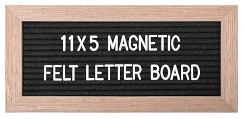 G GAMIT 11x5 Inch Magnetic Felt Letter Board with Changeable Letters & Numbers - Black Wood Frame