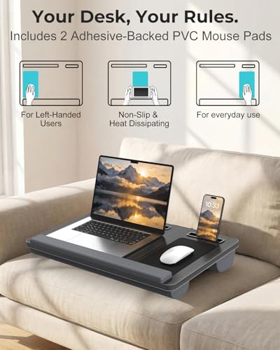 Potuopy Black XL Laptop Lap Desk for 17-Inch Laptops, Portable Bed & Desk Tray