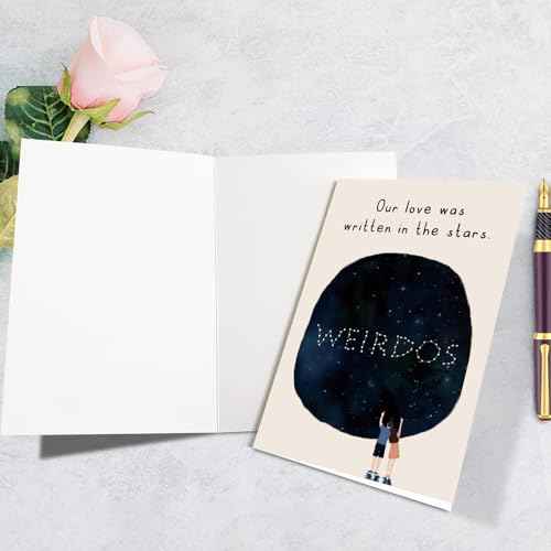 Supoeguk Funny Weird Couple Anniversary Card, Romantic Starry Sky Anniversary Card, Love Card, Our Love Was Written in The Stars