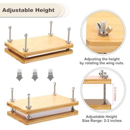 PATIKIL Wooden Book Press, 11.5x7.9Inch 3 Boards 2 Binding Layer Portable Bamboo Book Press Bookbinding Machine Tool Kits for Book Binding Supplies Handmade Paper Press, Wood