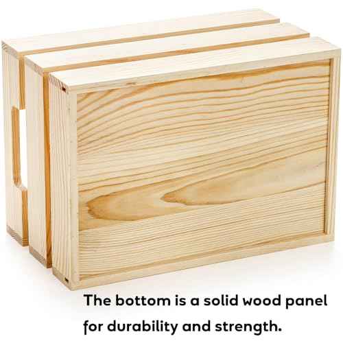 Youeon Set of 3 Rustic Wooden Nesting Crates with Handles, Decorative Wooden Crates, Crate Box Wooden Storage Box for Kitchen, Office, Bedroom, Closet, Rustic Country Decor