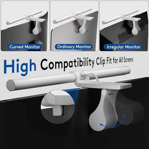 Quntis Monitor Light Bar with Remote, Eye-Care No Glare, Space Saving Home Office Desk Lamp (White), Stepless Dimming, Easy Setup LED Computer Light Backlight for Curved Gaming Monitors Reading Study