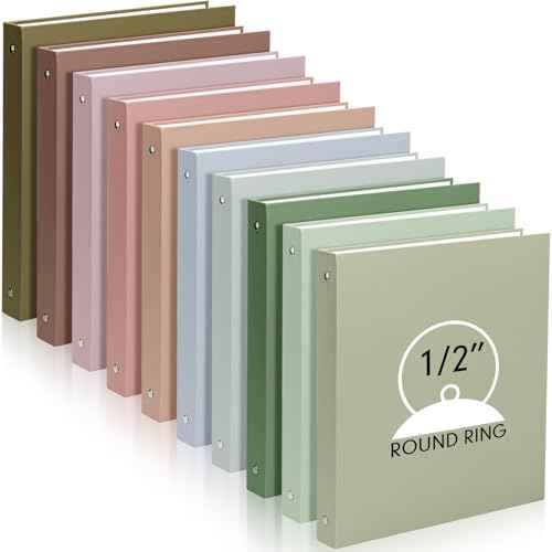 Ctosree 10 Pack Colored 3 Ring Binder with 2 Pockets Hardcover Loose Leaf Binder for Women Men Teacher Student School Office Home Supplies, Fits 11 x 8.5 Size Paper, 10 Colors(0.5",Simple Color)