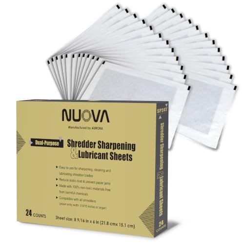 Nuova SP24T Paper Shredder Sharpening & Lubricant Sheets, 24 Count