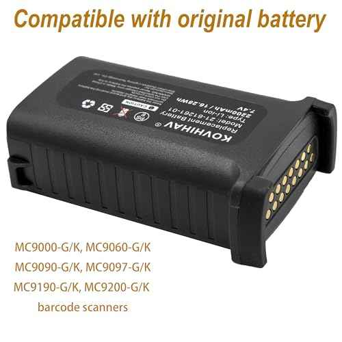 7.4V 2200mAh Li-ion MC9000 Series Battery Compatible with MC9000-G/K MC9060-G/K MC9090-G/K MC9097-G/K MC9190-G/K MC9200-G/K KT-21-61261-01 21-65587-02 82-111734-02