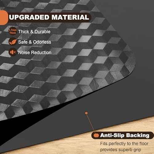 BesWin Office Chair Mat for Hard Floors, 48" x 30" Heavy Duty Computer Desk Chair Mats for Hardwood Floor, Anti-Slip Under Chair Floor Protector Mat for Home Office, Gaming - Black