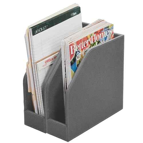 MobileVision Executive Grey Cloth Fabric Vertical File Holders - 2 Piece Combo