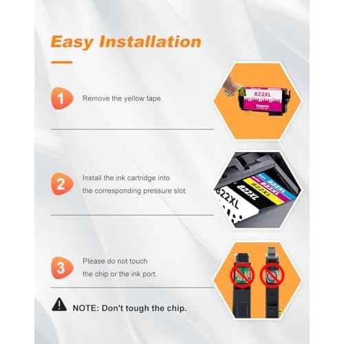 822XL Ink Cartridges Remanufactured Replacement for Epson 822XL Ink Cartridges for Epson 822 822 XL T822 for Epson WF-3820 Printer Workforce Pro WF-4820 WF-4830 WF-4833 WF-3823 Printer£¨5 Pack, 822XL£©