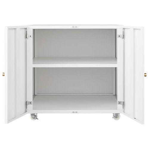 Meibamake Office Furniture Copier Cabinet, 2 Door Steel Mobile File Cabinet, Printer Stand with Adjustable Shelf, White, 23.62" H x 23.62" W x 23.62" D, Home Office
