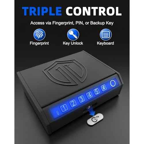 Gun Safe for Handgun ? Upgraded 0.1 Seconds Quick Access Pistol Safe with Fingerprint, Keypad & Backup Key, Silent Mode, Portable Firearm Lock Box for Bedside, Nightstand, Car, Home