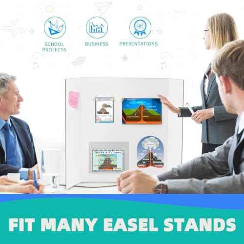 5 Pack Small Trifold Poster Board 26"x17", White Presentation Boards for School Projects, Science Fairs, Office Presentations