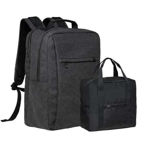 KAUKKO Large Travel Backpack Set -17.8L Multifunctional Backpack with 15.6-Inch Laptop Compartment, Durable Design, 26.6L Waterproof Carry-on Bag, Flight Approved BLACK