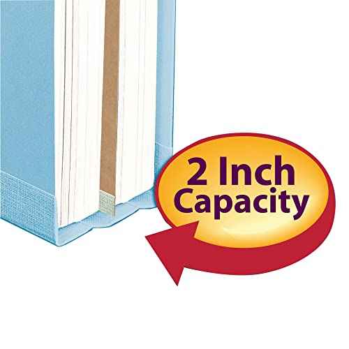 Smead 100% Recycled Pressboard Classification File Folder, 1 Divider, 2" Expansion, Legal Size, Blue, 10 per Box (18721)