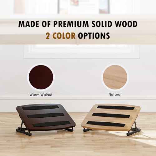 Foot Rest for Under Desk at Work, Ergonomic Wooden Desk Foot Rest with 7 Adjustable Angles, Anti-Slip Footrest Comfortable Foot Stools for Office Leg Rest, No Assembly