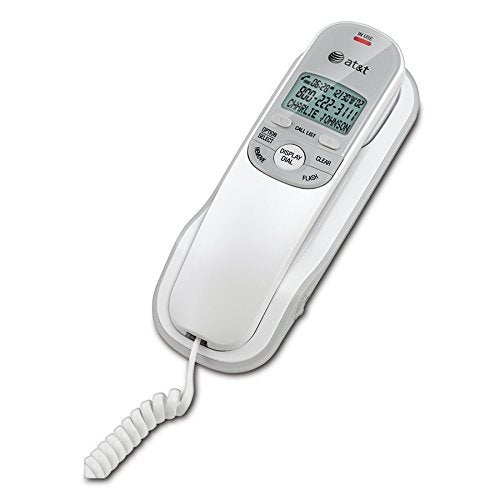 AT&T TR1909 Trimline Corded Phone with Caller ID, No Power Adapter, White