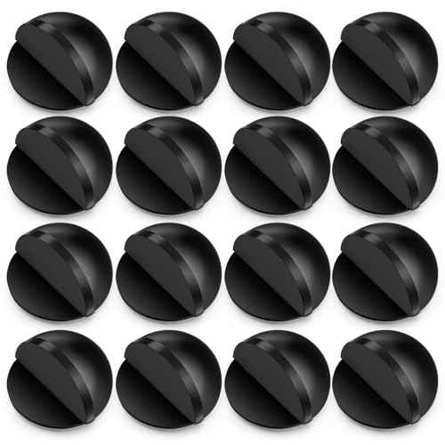 16 Pcs Self Adhesive Door Stoppers, Stainless Steel Floor Door Stop Wall Protector, Half Dome Floor Gate Stopper for Living Room, Bedroom, Bathroom, Office (Black)