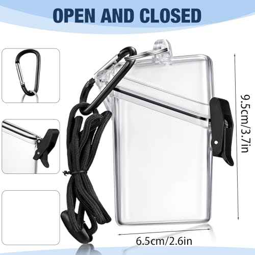 16 Pack Waterproof ID Badge Holder Case Waterproof Clear Vertical ID Card Holder with Lanyard Carabiner and Keychain