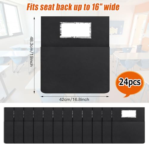 Chair Pockets for Classroom 24 Pack 16.8 x 19 inches Chairback Buddy Pocket Chart Seat Back Organizer Student Storage with Lable Slot for Classroom Kindergarten School Home (24)