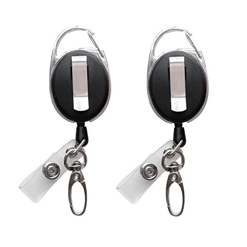 HoAoOo 2-Pack Retractable Badge Reel with Claw Clasp & Clip for ID Card Holders