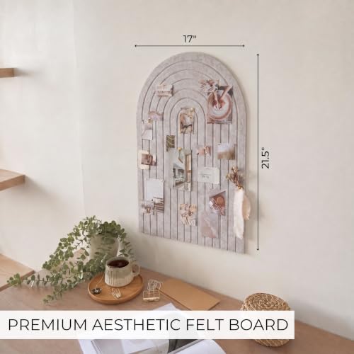 Beige Large Arched Felt Bulletin Board - Cork Board Alternative for Office & Home