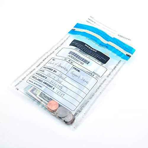 Clear Deposit Bags, Tamper-Evident Bags, Security Bank Pocket, 6 x 9 Inches (200)