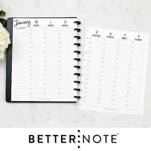 BetterNote 2026 HOURLY Calendar Refill for Disc Notebooks, Fits Discbound Levenger Circa, Happy Planner, InkWell Press, Staples Arc, TUL, Talia (Whimsy, 11-Disc, 8.5"x11")