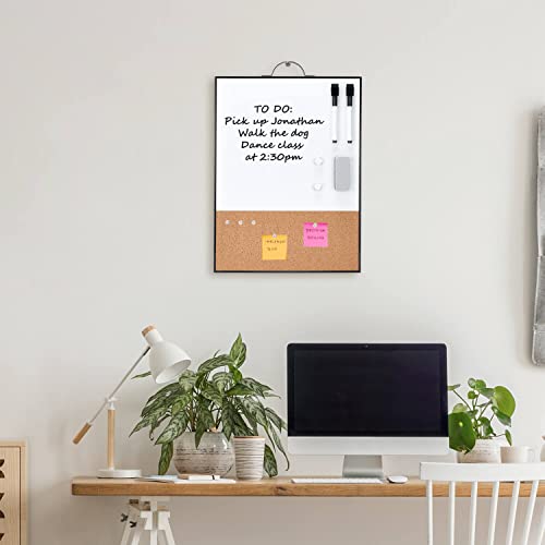 TSJ OFFICE Black 1/3 Corkboard 12x16 Inches Vertical Magnetic Whiteboard