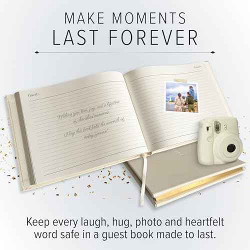 Gallery Leather Guest Book - Great for Wedding, Reception, Baby and Bridal Shower, Birthday Party and Vacation Home - 192 Lined Pages to Sign in, add Polaroid Photo - Hardcover 9x7" - Acadia Green