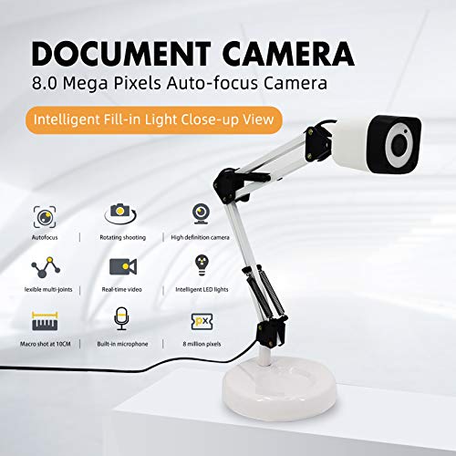 8MP Document Camera for Teachers with Auto-Focus & LED Light for Distance Education