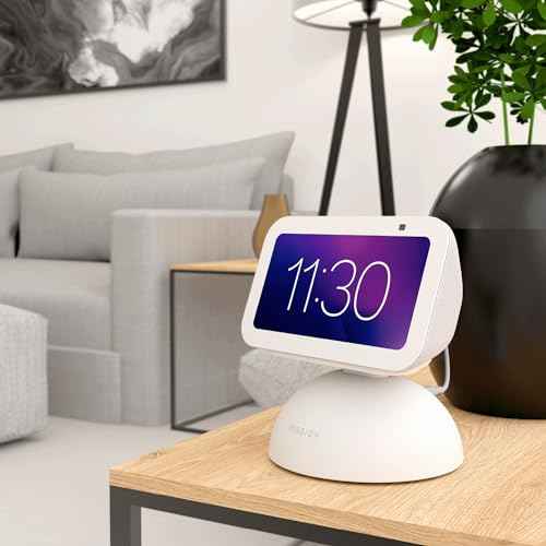 Mission 2-in-1 Tilt & Battery Stand for Echo Show 5 (3rd Gen, 2023 Release) (Make Your Echo Show Portable) - Glacier White