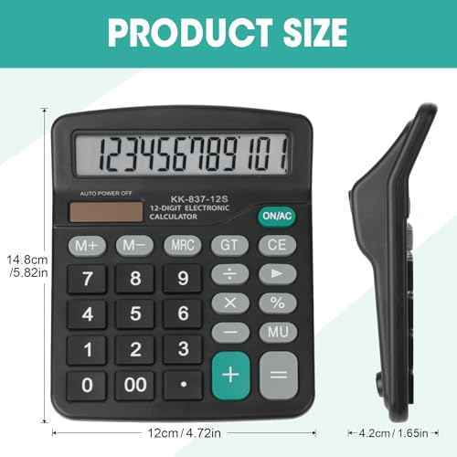 6 Pack Calculator Bulk, 12 Digits Calculators Desktop with Large LCD Display and Sensitive Butto, Solar and Battery Dual Power, Desk Calculator for Office, School, Home