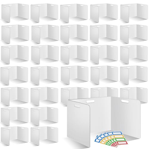 30 Pcs Desk Dividers for Students Plastic Durable and Waterproof Privacy Folders Shields Test Dividers(30pcs White)