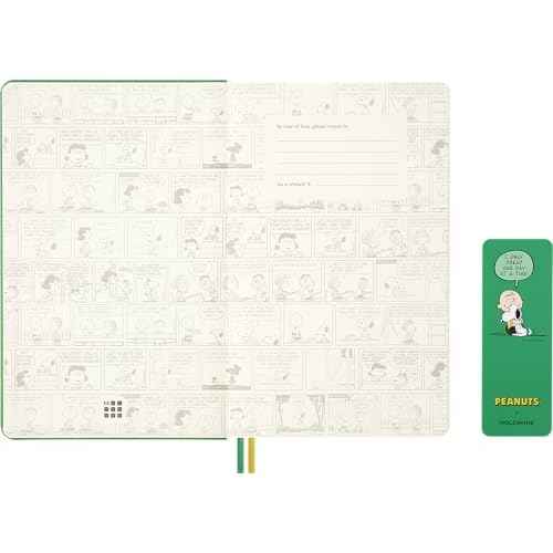 Moleskine Limited Edition Peanuts 'Charlie & Snoopy' 12 Month 2026 Daily Planner, Hard Cover, Large (5" x 8.25"), Emerald Green, 400 pages