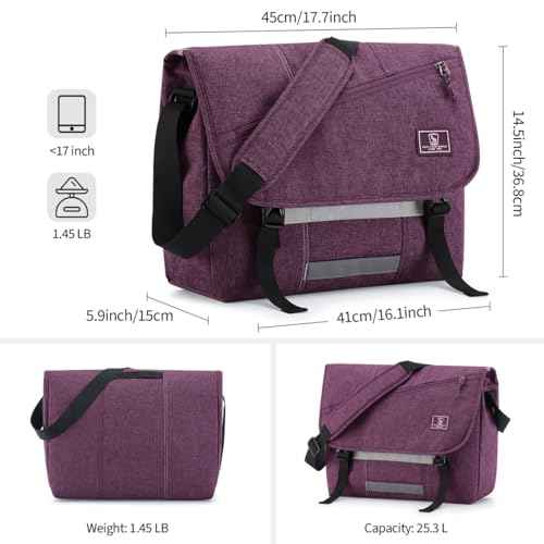 OIWAS Messenger Bag for Women, 17 Inch Laptop Crossbody Bags Men Casual Satchel Shoulder Bag College Travel Office Briefcase