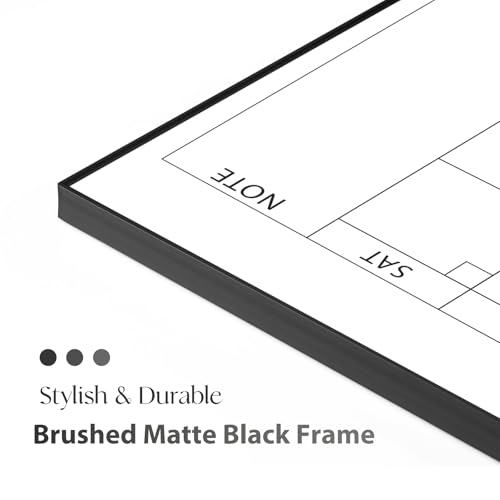 ARCOBIS 24x18 Black Wall Dry Erase Calendar with Cork Board, Includes Markers & Pins