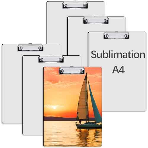 6 Pack Sublimation Clipboard Blanks Bulk MDF Sublimation Clipboard A4 Letter Size 8.8'' x 12.4'' Sublimation Teacher Blanks for Office Products DIY Handmade Craft Sublimation Ornaments Blanks