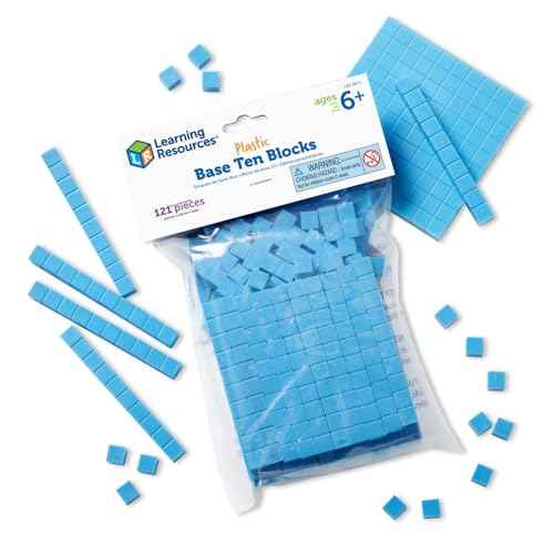 Learning Resources Base Ten Blocks Smart Pack - 121 Pieces, Ages 6+, Grades 1+, Math First Grade Games, School Supplies