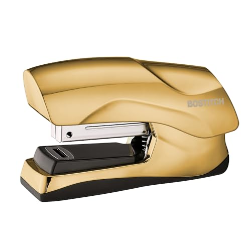 Bostitch Heavy Duty Half Strip Stapler - 40 Sheet Capacity, No Jam, Gold Chrome Pack of 1