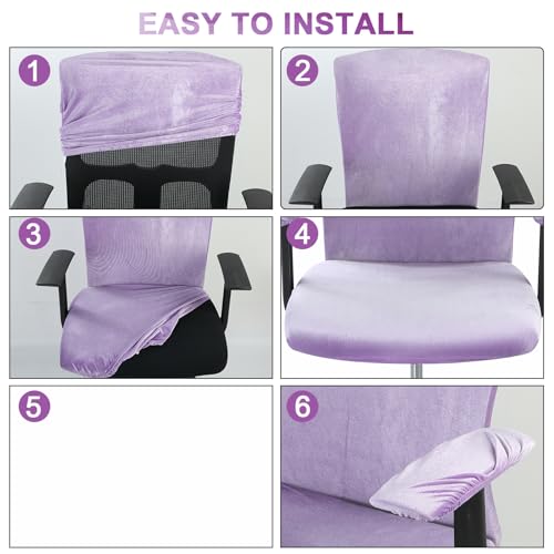 Tallew 4 Pcs Office Chair Covers Set with Armrest Purple (Purple Variation)