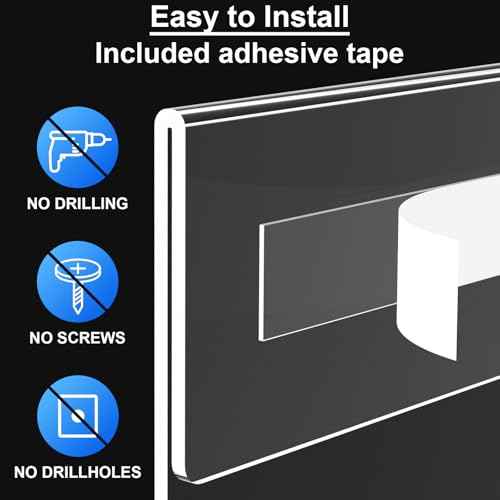 Acrylic Sign Holder 11 x 17 inches Wall Mount, 6 Pack Adhesive Vertical Wall Sign Holders Clear Acrylic Frames with 3M Double Sided Tape Clear Plastic Poster Holder for Office, Hospital, Restaurant, Trade Shows - No Drilling