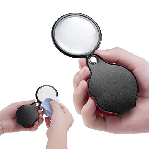 2-Pack 10X Pocket Magnifying Glasses for Kids & Seniors - Handheld Mini Loupe