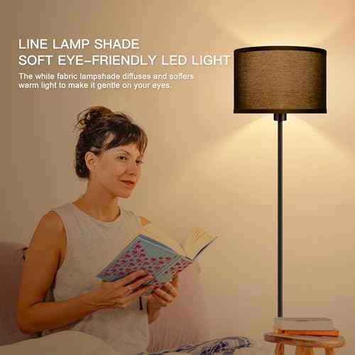 Floor Lamps for Living Room, Modern Standing Lamp, Black Lamp Shades, Foot Switch, Simple Pole Lamps Corner Lamp for Bedroom,Office, Living Room, Den, Bright Reading Floor Lamp(Without Bulb)