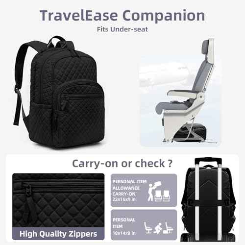 Backpack for Women,College Backpack,Quilted Casual Daypack,Waterproof Bookbag for 17Inch Laptop