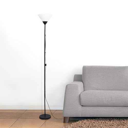Simple Designs LF1052-BLK 70" Contemporary Classic Metal Uplight Floor Lamp, for Ambient Lighting, Living Room, Bedroom, Black