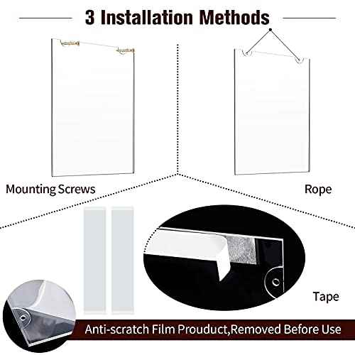 16 Pieces Acrylic Sign Holder 8.5 x 11 Inches Wall Mount Clear Plastic Display Stand Frame for Paper Documents - Bulk Pack With Tape and Screws for Home, Office, Store, Restaurant