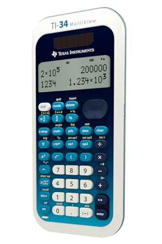 Blue Texas Instruments TI-34 MultiView Scientific Calculator for Middle School Math & Science