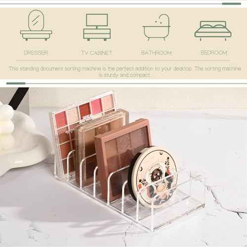 LUOKER Acrylic Mail Organizer - 2 Pcs CD Holder With 7 Compartments, 7 x 5 x 1.57 Transparent Countertop Envelope Organizer for Office, Home Desk