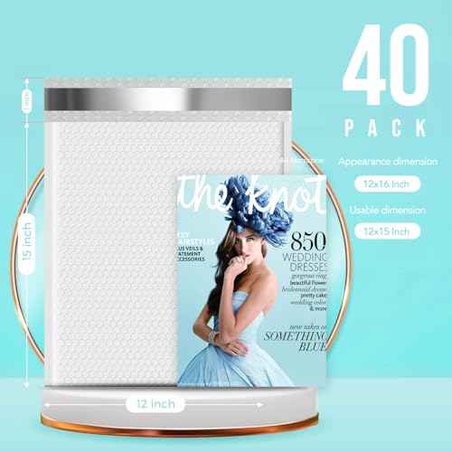 Fuxury Bubble Mailers 12x15" White Padded Envelopes 40 Pack Large Bubble Mailer Strong Adhesion Padded Mailer,Self-Seal Envelope for Mailing Small Business,Magazine, Clothing.