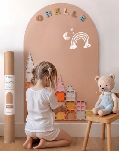 Orelle MagicWall Magnetic Chalkboard Wall Decal Mocha 24 x 39 inches - Repositionable & Renter-Friendly Playroom Decor